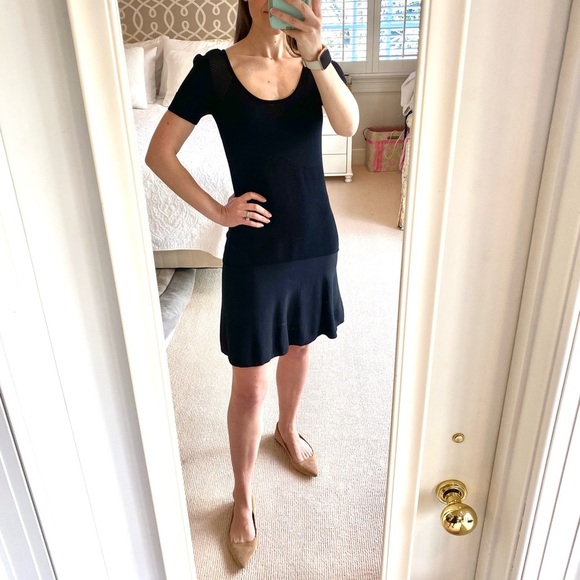 Julia Jordan Black Knit Stretch Fitted Dress Short Sleeve Small Bodycon - Picture 2 of 8